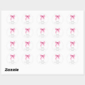 Pink Bow Coquette Script Sweet 16 Party Ronde Sticker (Vel)