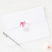 Pink Bow Coquette Script Sweet 16 Thank You Ronde Sticker (Envelop)