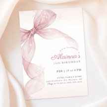 Pink Bow Coquette Snowflake Winter 15th Birthday