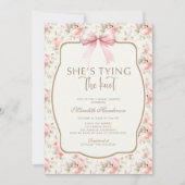 Pink Bow Coquette Tying the Knot Vrijgezellenfeest Kaart (Voorkant)