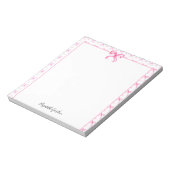 Pink Bow Coquette Watercolor Cute Custom Name Notitieblok (Linkerzijde)