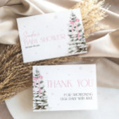 Pink Bow Coquette Winter Wonderland Thank You Bedankkaart