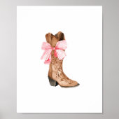 Pink Bow Cowgirl Boot Girly Western Wall Art Poster (Voorkant)