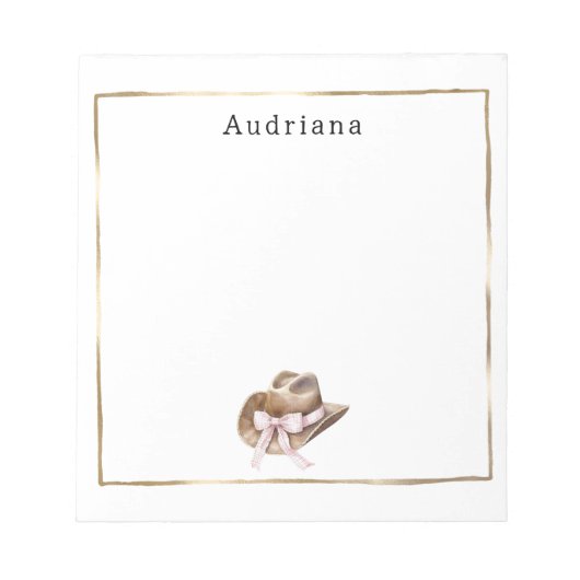 Pink Bow Cowgirl Hat Personalized  Notitieblok (Voorkant)