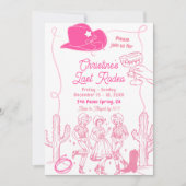Pink Bow Cowgirl Laatste Rodeo Bachelorette Weeken Kaart (Voorkant)