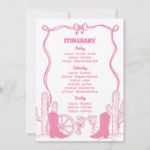 Pink Bow Cowgirl Laatste Rodeo Bachelorette Weeken Kaart (Achterkant)