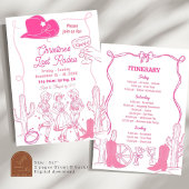 Pink Bow Cowgirl Laatste Rodeo Bachelorette Weeken Kaart