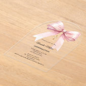 Pink bow cream girl Confirmation arch Acryl Uitnodigingen (Laagn)