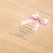 Pink bow cream girl First Communion arch Acryl Uitnodigingen (Laagn)
