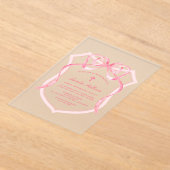 Pink Bow Crest doop Acryl Uitnodigingen (Laagn)