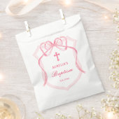 Pink Bow Crest doop Bedankzakje (Geknipt)