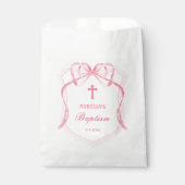 Pink Bow Crest doop Bedankzakje (Voorkant)
