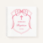 Pink Bow Crest doop gastenboek Notitieboek (Voorkant)
