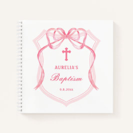 Pink Bow Crest doop gastenboek Notitieboek