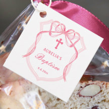 Pink Bow Crest doop gunst Tags