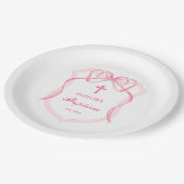 Pink Bow Crest doop Papieren Bordje (Gekanteld)