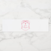 Pink Bow Crest doop Waterfles Etiket (Enkel label)