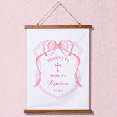 Pink Bow Crest doop welkom Hangend Wandkleed
