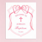 Pink Bow Crest doop welkom Poster