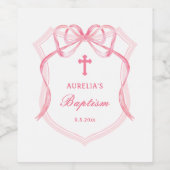 Pink Bow Crest doop Wijn Etiket (Enkel label)