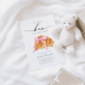 Pink Bow Croissant Baby shower Kaart
