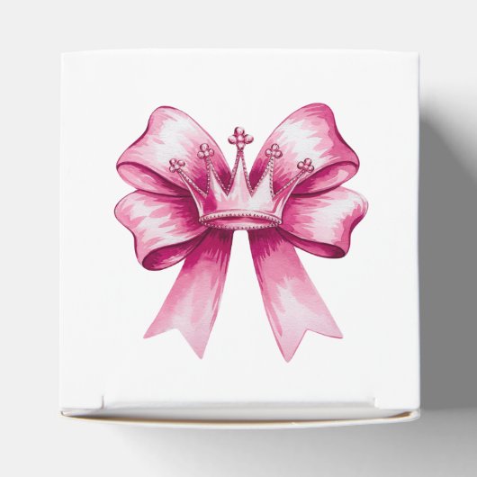Pink Bow & Crown Baby shower Bedankdoosjes (Bovenkant)