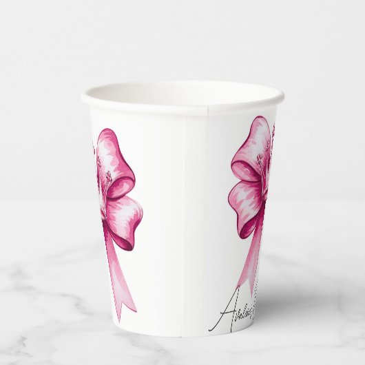 Pink Bow & Crown Baby shower Papieren Bekers (Rechts)