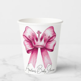 Pink Bow & Crown Baby shower Papieren Bekers