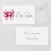 Pink Bow & Crown Baby shower Registry Visitekaartje (Voorkant / Achterkant)