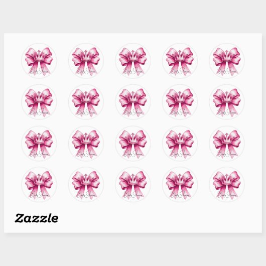 Pink Bow & Crown Baby shower Ronde Sticker (Vel)
