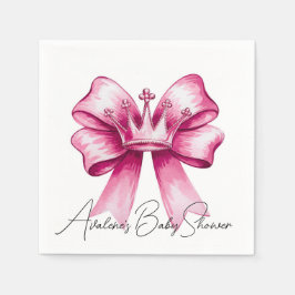 Pink Bow & Crown Baby shower Servet