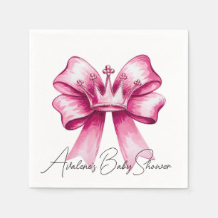 Pink Bow & Crown Baby shower Servet