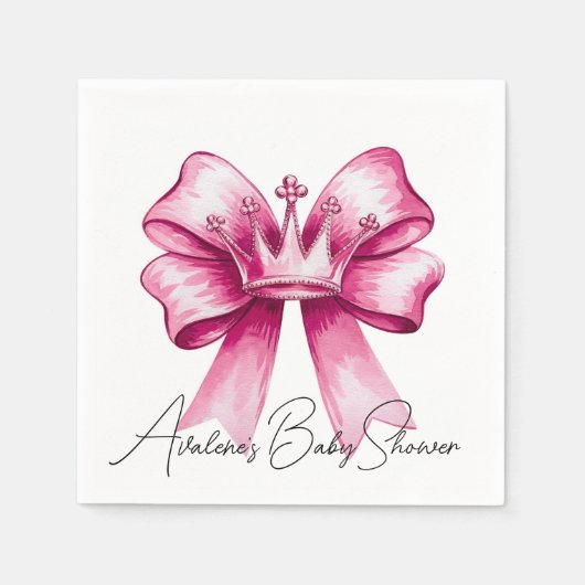 Pink Bow & Crown Baby shower Servet (Voorkant)