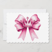 Pink Bow & Crown Girl Baby shower Kaart (Achterkant)