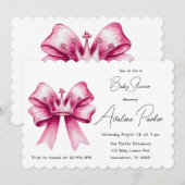Pink Bow & Crown Girl Baby shower Kaart (Voorkant / Achterkant)