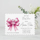 Pink Bow & Crown Girl Baby shower Kaart (Staand voorkant)
