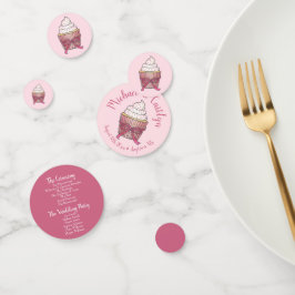 Pink Bow Cupcake Love Cake Wedding Programme Confetti