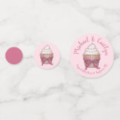 Pink Bow Cupcake Love Cake Wedding Programme Confetti (Voorkanten)