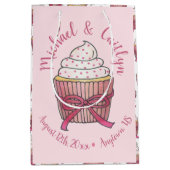 Pink Bow Cupcake Love Cake Wedding Programme Medium Cadeauzakje (Voorkant)