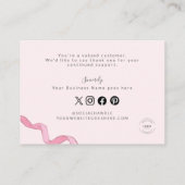Pink bow Custom business Handlettering Visitekaartje (Achterkant)