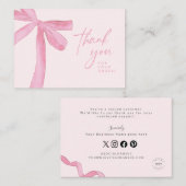 Pink bow Custom business Handlettering Visitekaartje (Voorkant / Achterkant)