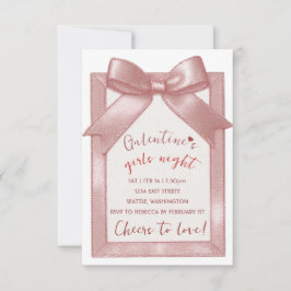 Pink Bow Custom Galentine's Party Invitation RSVP Kaartje