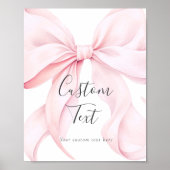 Pink Bow Custom Text Table Sign Poster (Voorkant)
