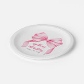 Pink Bow Cute Birthday Party Papieren Bordje (Gekanteld)