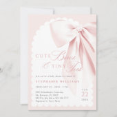 Pink Bow Cute Bows Baby Shower Invitation Kaart (Voorkant)