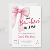 Pink Bow Cute It's a Girl Baby Shower Kaart (Voorkant)