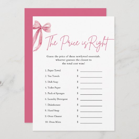 Pink Bow De prijs is het juiste Vrijgezellenfeest  Kaart (Voorkant / Achterkant)