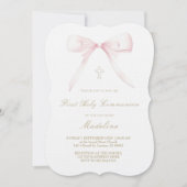  pink bow design First Holy Communion girl Kaart (Voorkant)