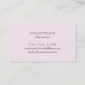 Pink Bow Design fluit leraar Visitekaartje (Achterkant)