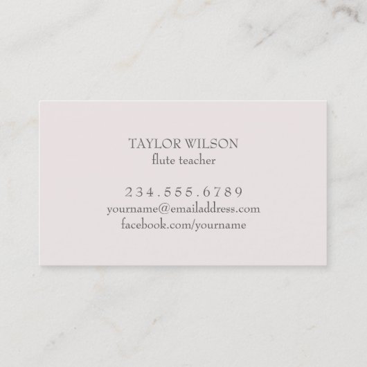Pink Bow Design fluitist Visitekaartje (Achterkant)